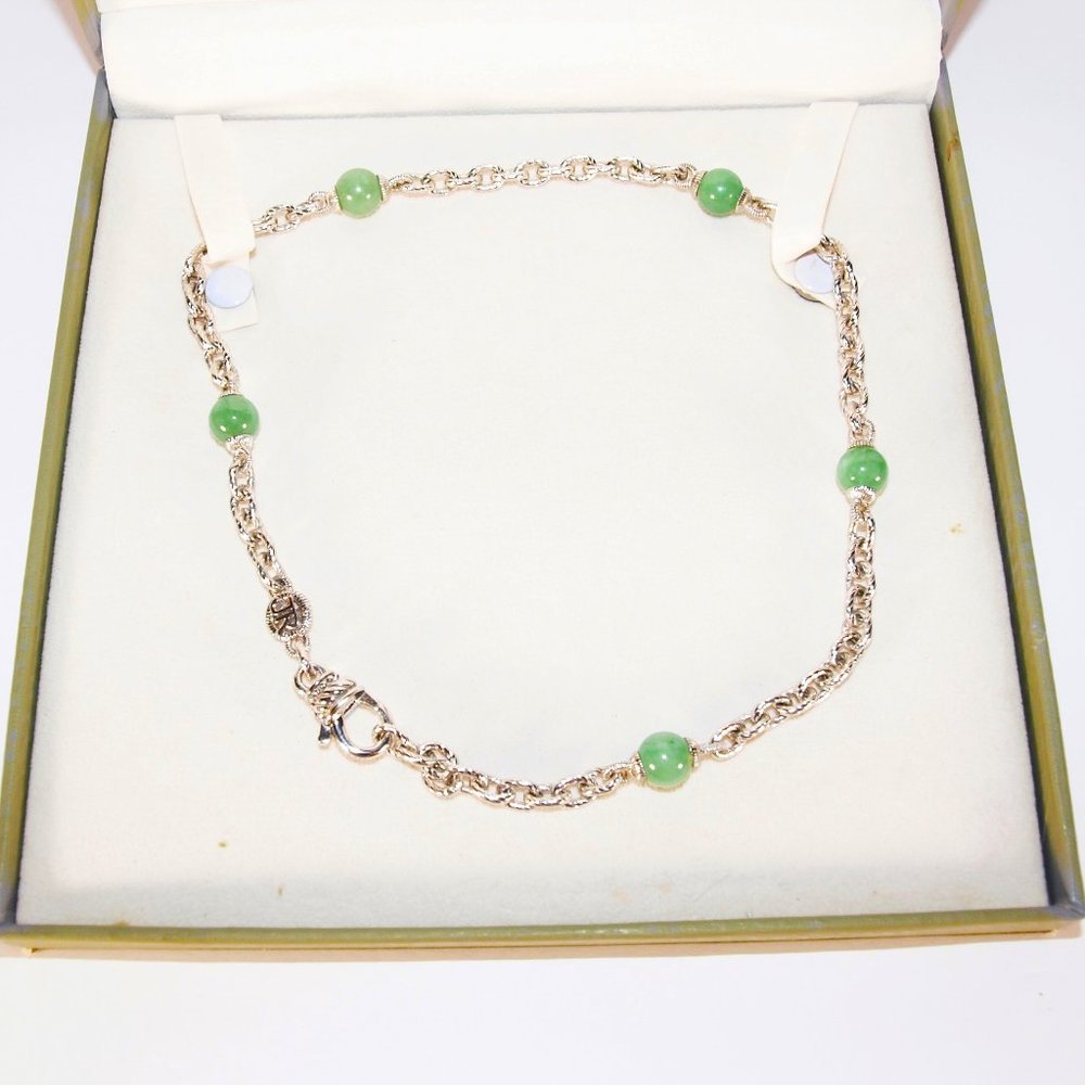 Judith Ripka Sterling Collection Green Agate Necklace in Original Boxes